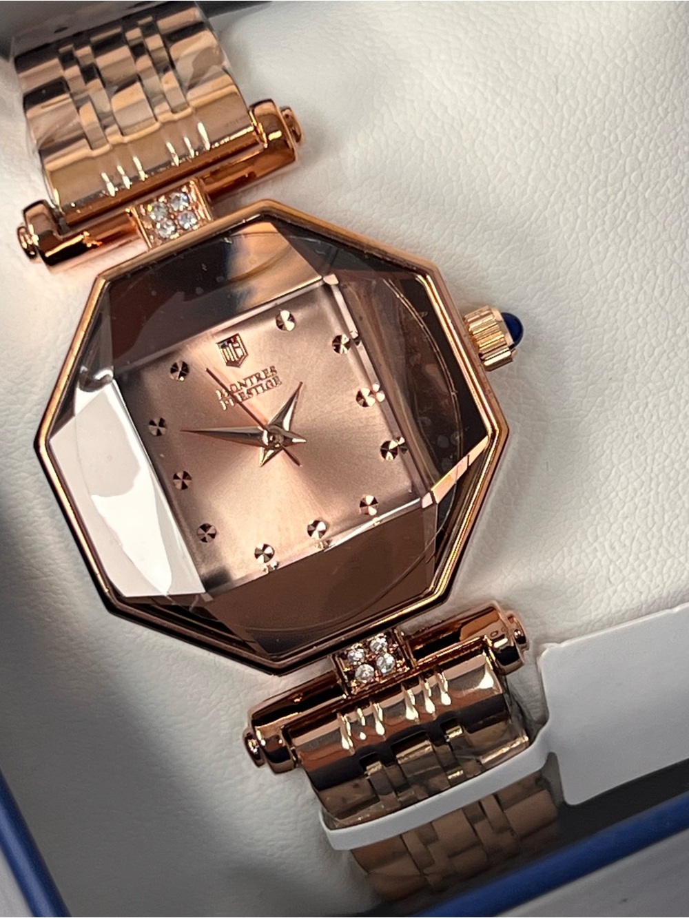 Invicta Rose Gold Faceted Octagon Women's Watch with Crystal Accents